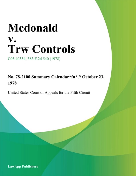 Mcdonald v. Trw Controls