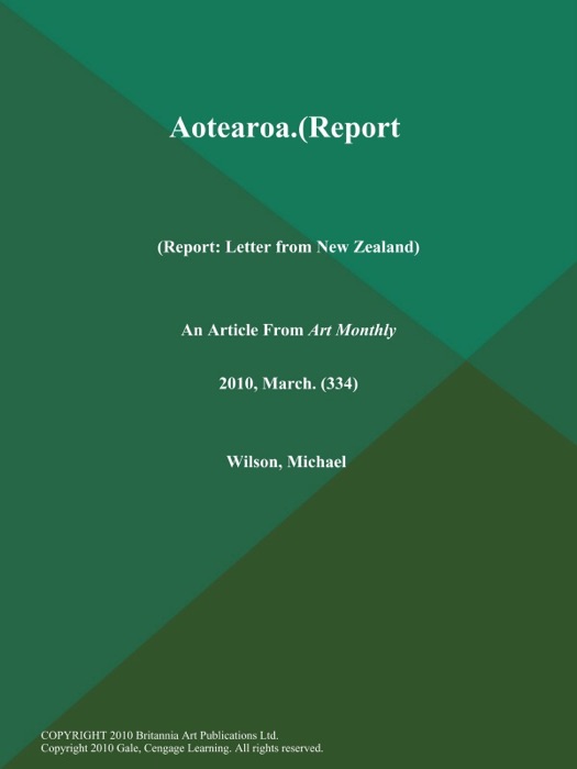 Aotearoa (Report: Letter from New Zealand)