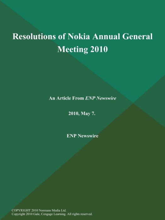 Resolutions of Nokia Annual General Meeting 2010