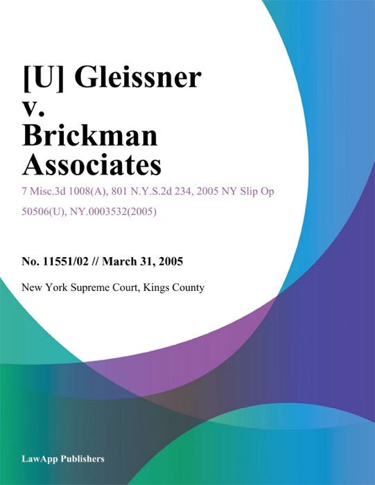 Gleissner v. Brickman Associates