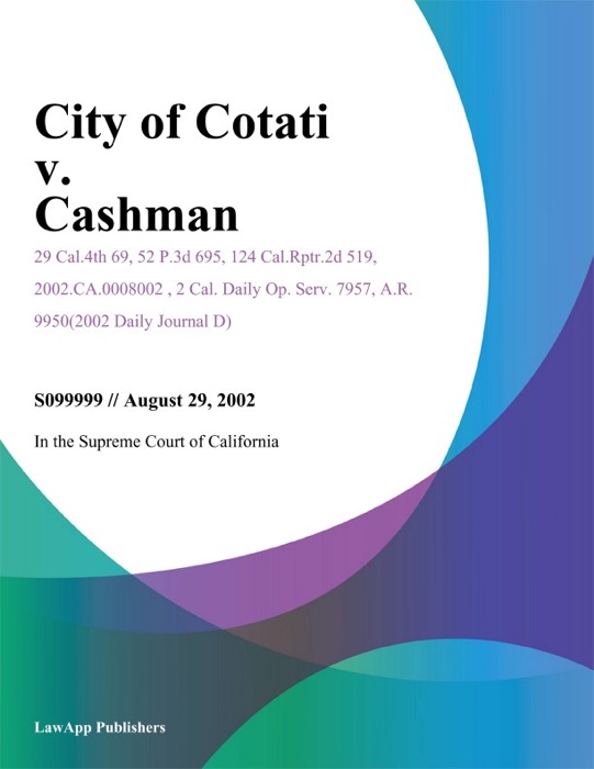 City Of Cotati V. Cashman