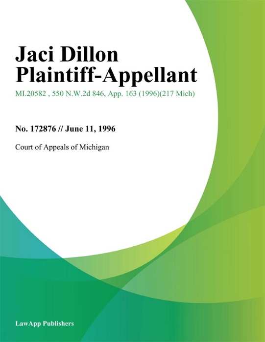 Jaci Dillon Plaintiff-Appellant