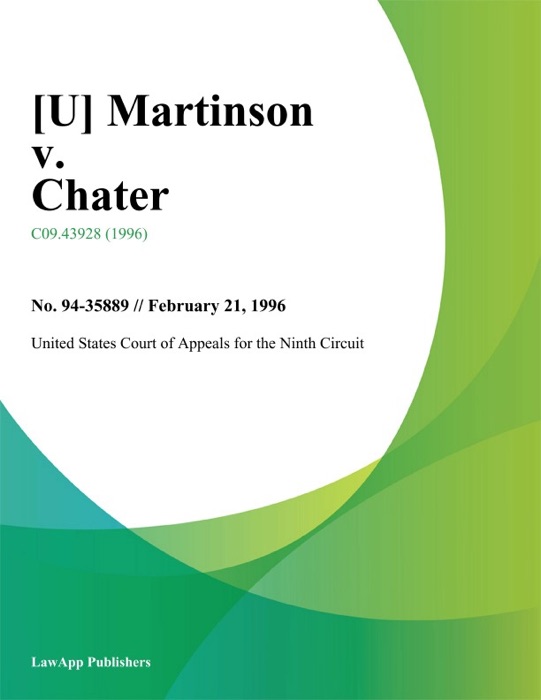  DOWNLOAD Martinson V Chater By United States Court Of Appeals For 