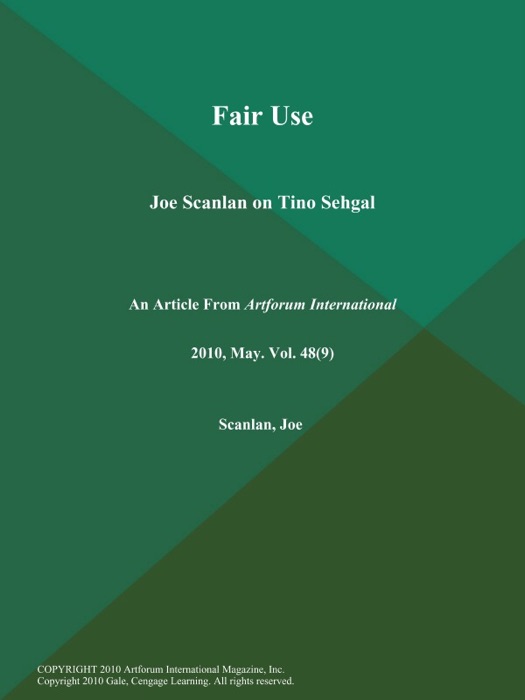 Fair Use: Joe Scanlan on Tino Sehgal