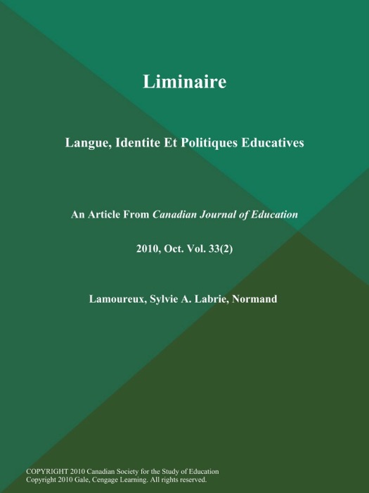 Liminaire: Langue, Identite Et Politiques Educatives