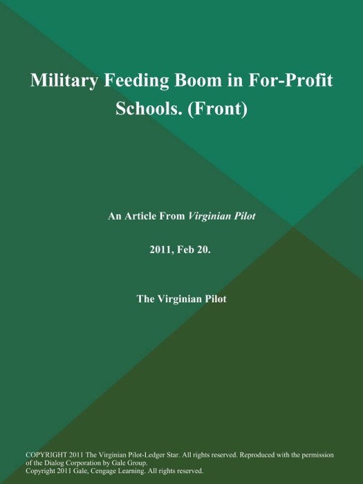 Military Feeding Boom in For-Profit Schools (Front)