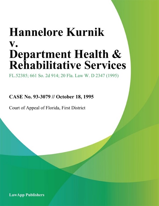 Hannelore Kurnik v. Department Health & Rehabilitative Services