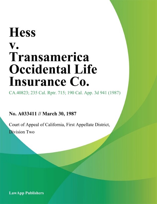 Hess v. Transamerica Occidental Life Insurance Co.