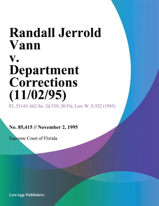 Randall Jerrold Vann v. Department Corrections