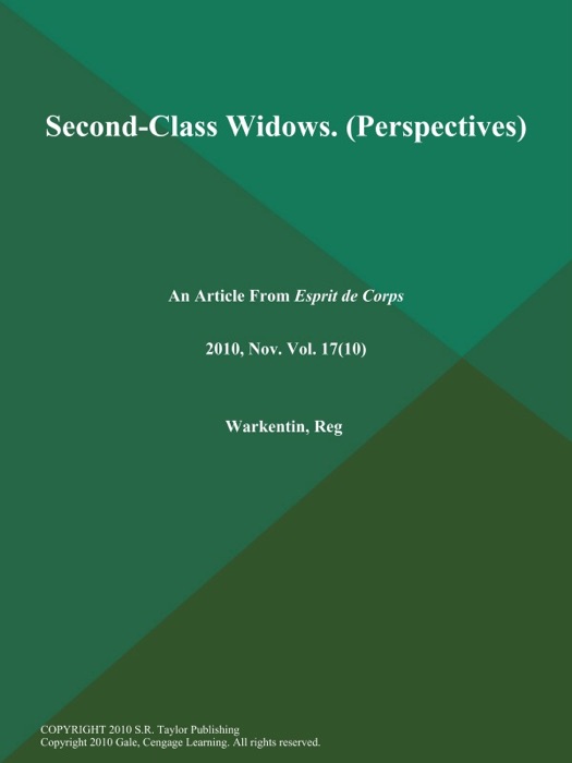 Second-Class Widows (Perspectives)