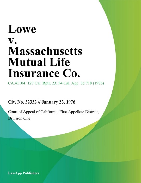 Lowe v. Massachusetts Mutual Life Insurance Co.