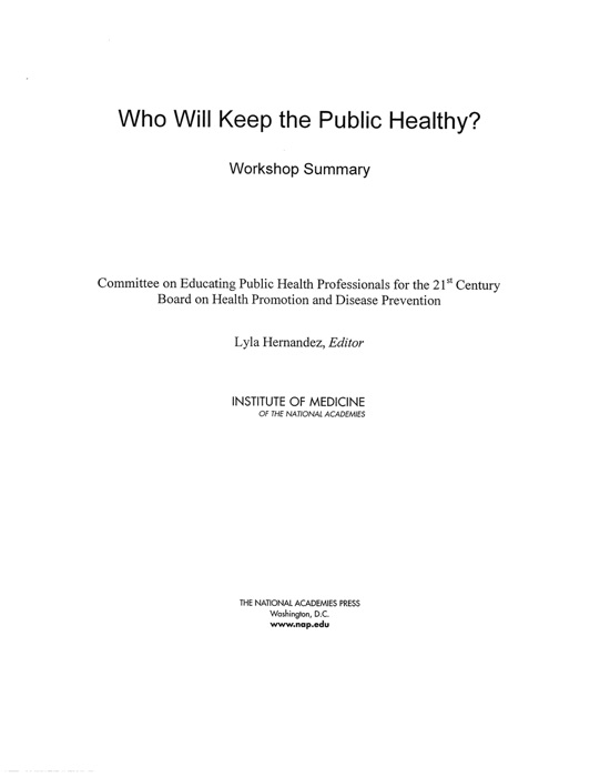 Who Will Keep the Public Healthy?