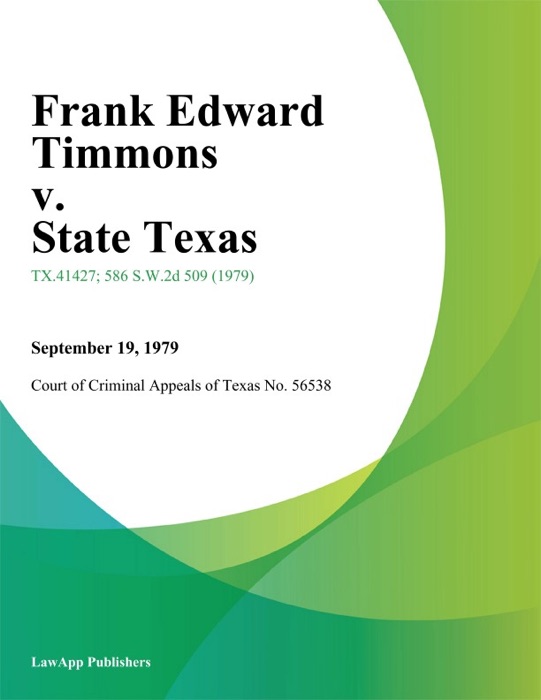 Frank Edward Timmons v. State Texas