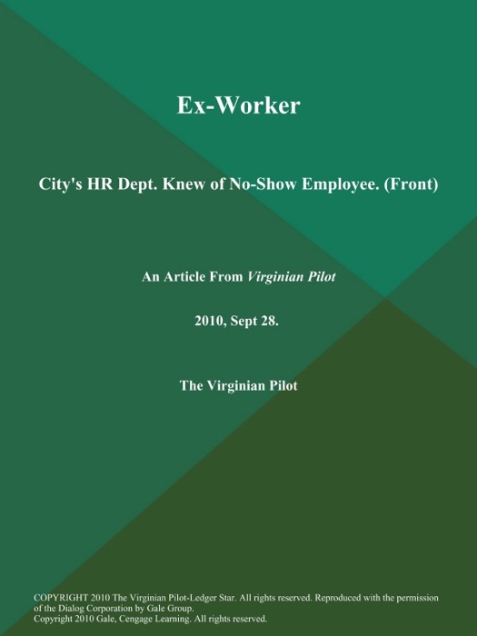 Ex-Worker: City's HR Dept. Knew of No-Show Employee (Front)