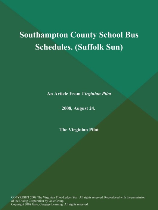 Southampton County School Bus Schedules (Suffolk Sun)