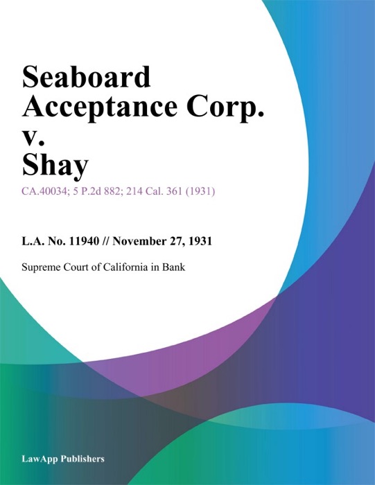 Seaboard Acceptance Corp. v. Shay