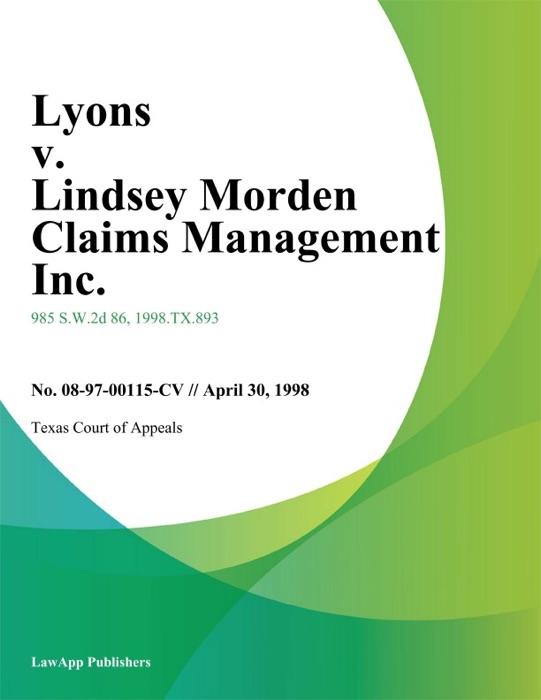 Lyons V. Lindsey Morden Claims Management Inc.