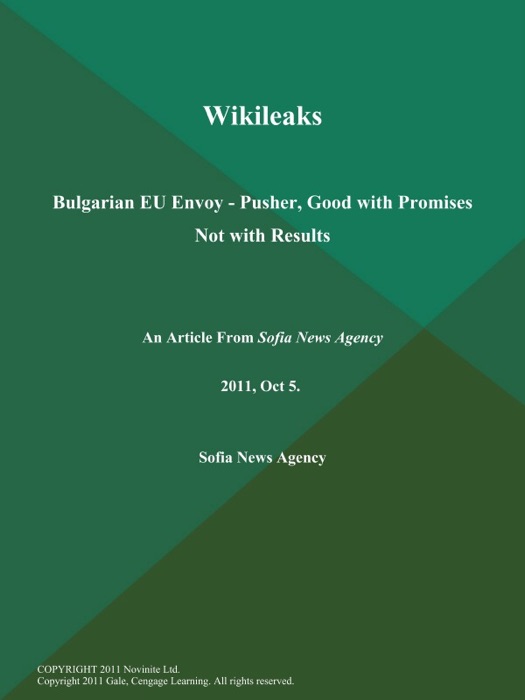 Wikileaks: Bulgarian EU Envoy - Pusher, Good with Promises Not with Results