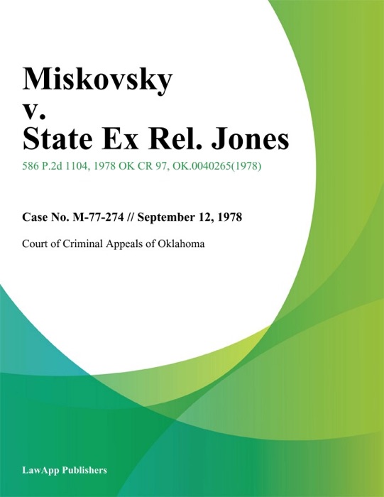 Miskovsky v. State Ex Rel. Jones