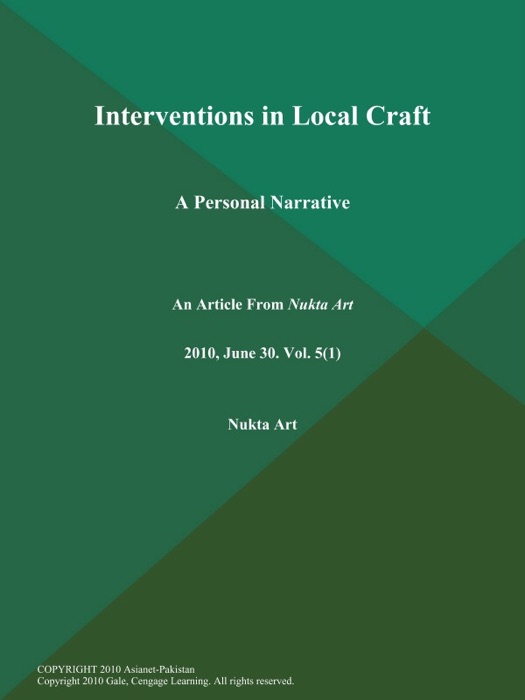 Interventions in Local Craft: A Personal Narrative