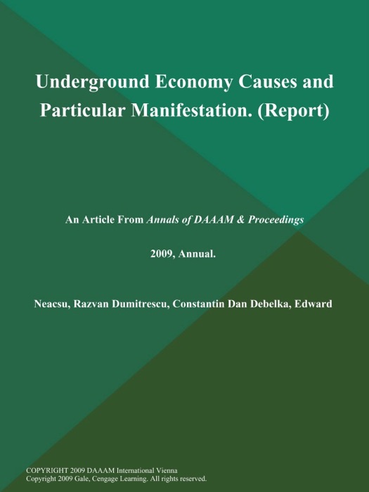 Underground Economy Causes and Particular Manifestation (Report)