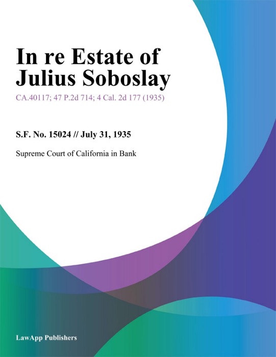 In Re Estate of Julius Soboslay