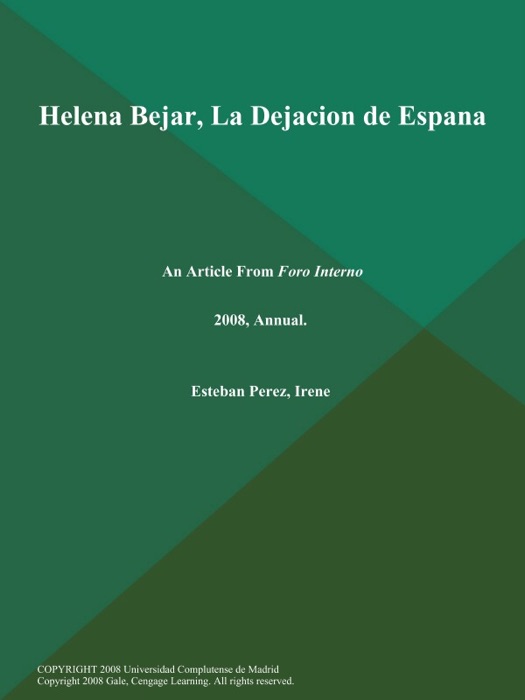 Helena Bejar, La Dejacion de Espana