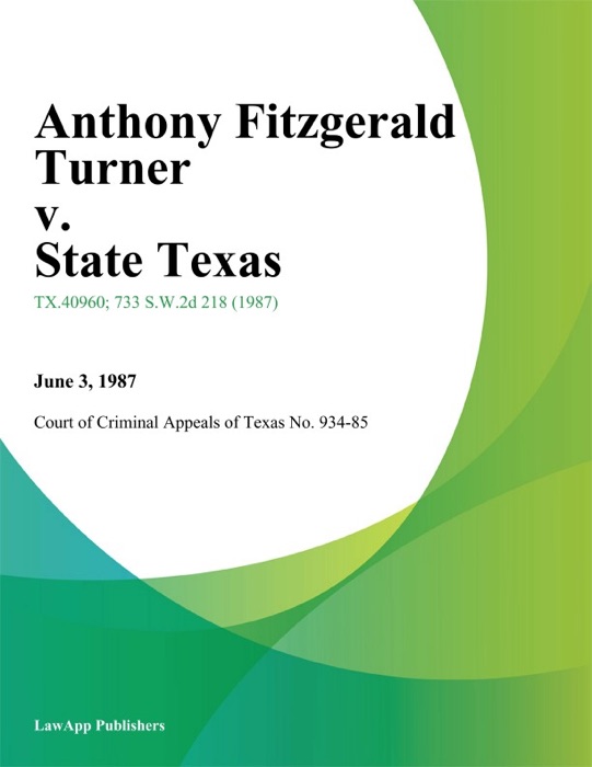 Anthony Fitzgerald Turner v. State Texas