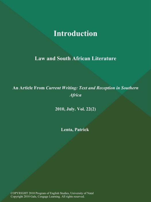 Introduction: Law and South African Literature