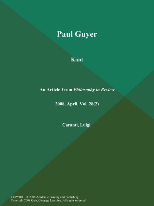 Paul Guyer: Kant