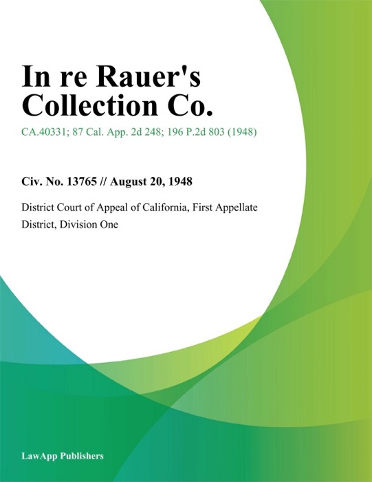 In Re Rauer's Collection Co.