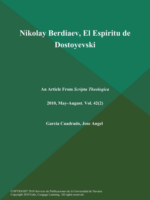 Nikolay Berdiaev, El Espiritu de Dostoyevski