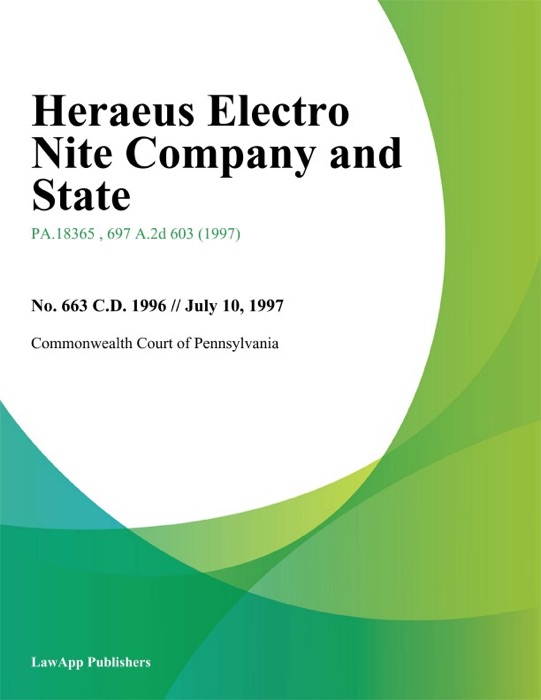 Heraeus Electro Nite Company and State