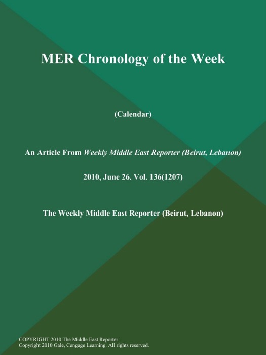 MER Chronology of the Week (Calendar)