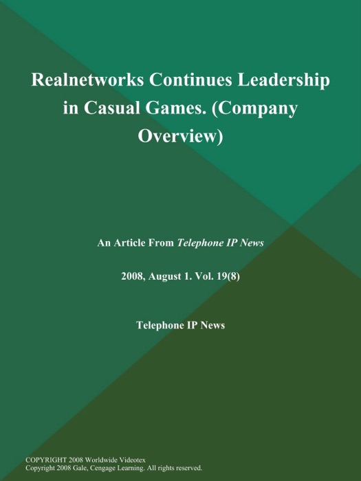 Realnetworks Continues Leadership in Casual Games (Company Overview)