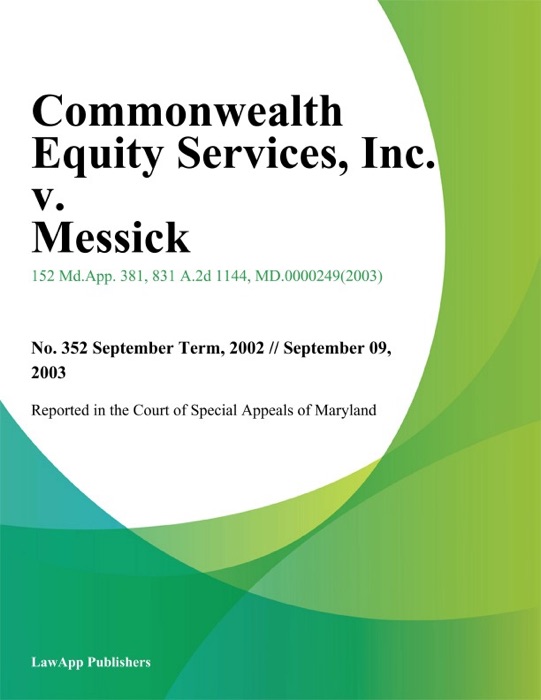 Commonwealth Equity Services, Inc. v. Messick