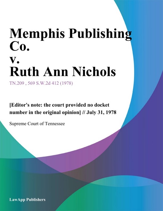 Memphis Publishing Co. v. Ruth Ann Nichols