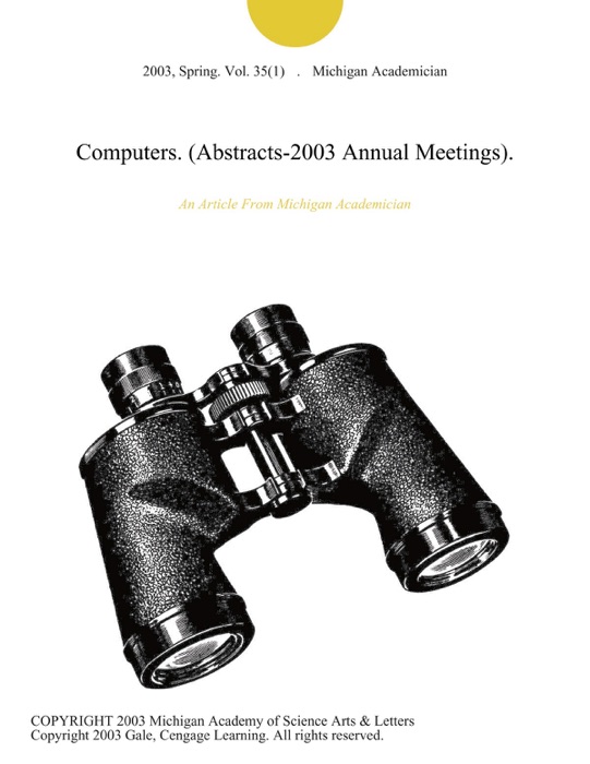 Computers. (Abstracts-2003 Annual Meetings).