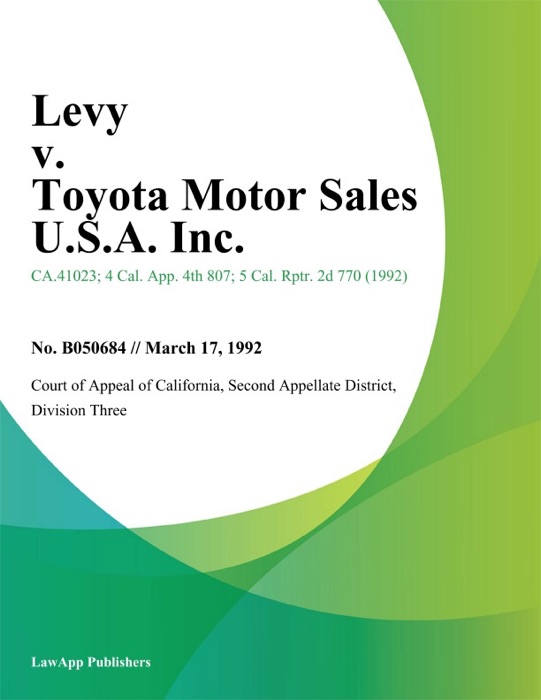 Levy V. Toyota Motor Sales U.S.A. Inc.