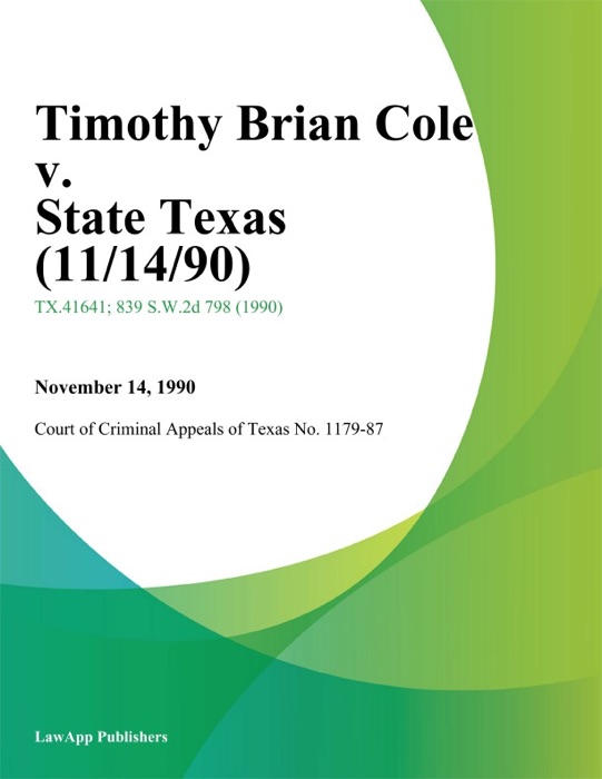 Timothy Brian Cole V. State Texas (11/14/90)