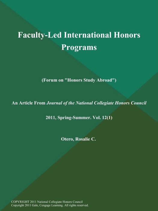 Faculty-Led International Honors Programs (Forum on 