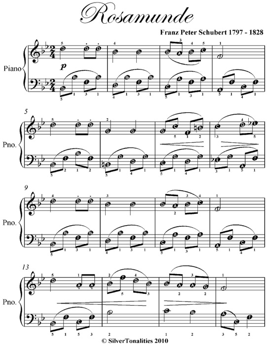 Rosamunde Easy Piano Sheet Music