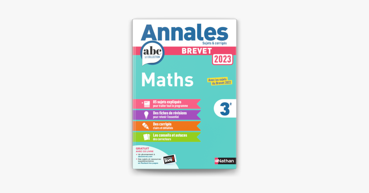 ‎Annales ABC Du Brevet 2023 - Maths 3e - Sujets Et Corrigés + Fiches De ...