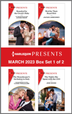 Harlequin Presents March 2023 - Box Set 1 of 2 - Annie West, Jackie Ashenden, Cathy Williams &amp; Joss Wood Cover Art