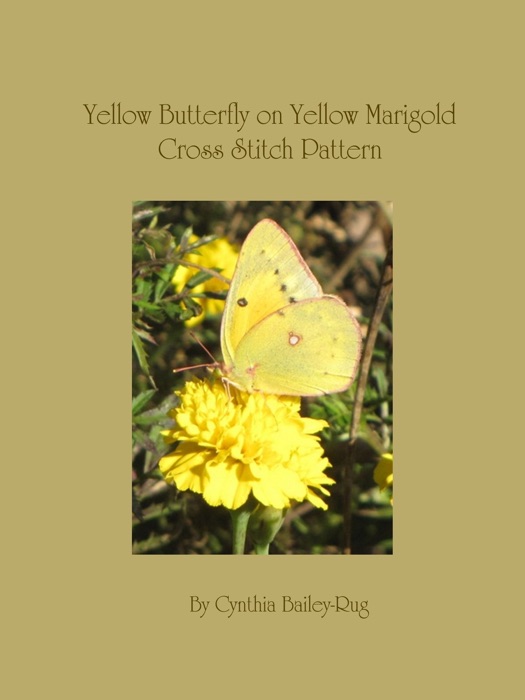 Yellow Butterfly on Yellow Marigold Flower Cross Stitch Pattern