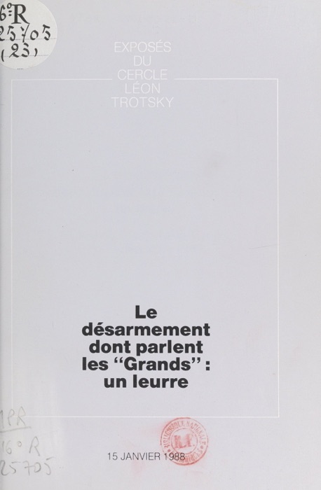 Le désarmement dont parlent les 