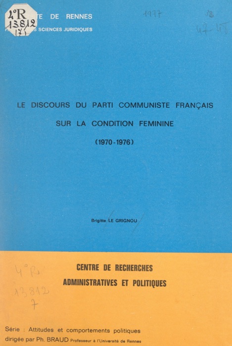 Le discours du Parti communiste français sur la condition féminine : 1970-1976