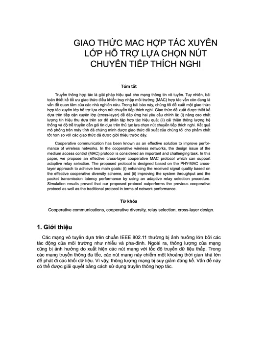 GIAO THỨC MAC HỢP TÁC XUYÊN LỚP HỖ TRỢ