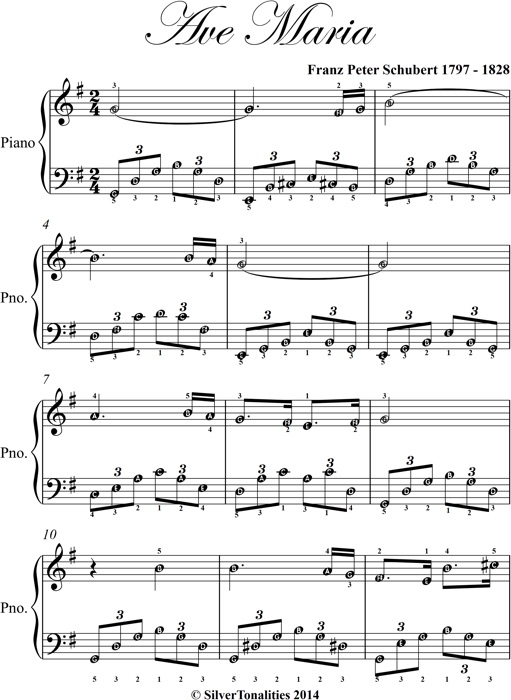 Ave Maria Easy Elementary Piano Sheet Music