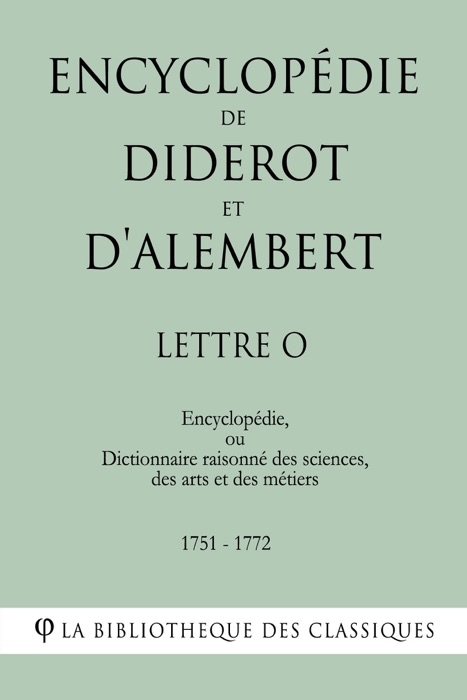 Encyclopédie de Diderot et d'Alembert - Lettre O